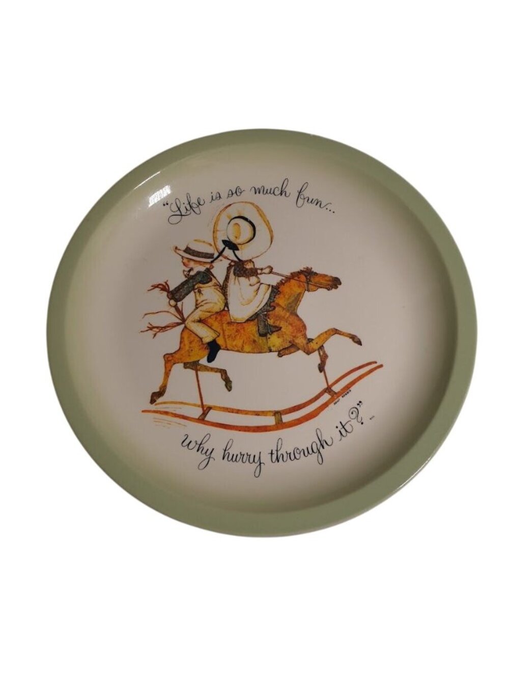 Holly Hobbie Collectors Edition Plate Ceramic Rocking Horse Rider Life Fun Retro